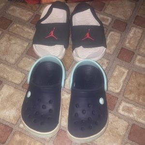 Bundle of sandals for toddler boy crocs and Jordan